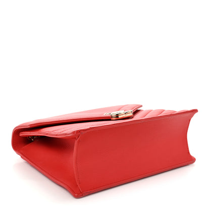 Chanel Calfskin Quilted Chevron Small Single Flap Red 4 of 10
