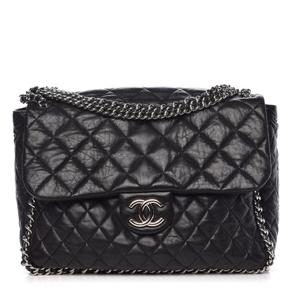 Chanel Washed Lambskin Quilted Maxi Chain Around Flap Black 1 of 9
