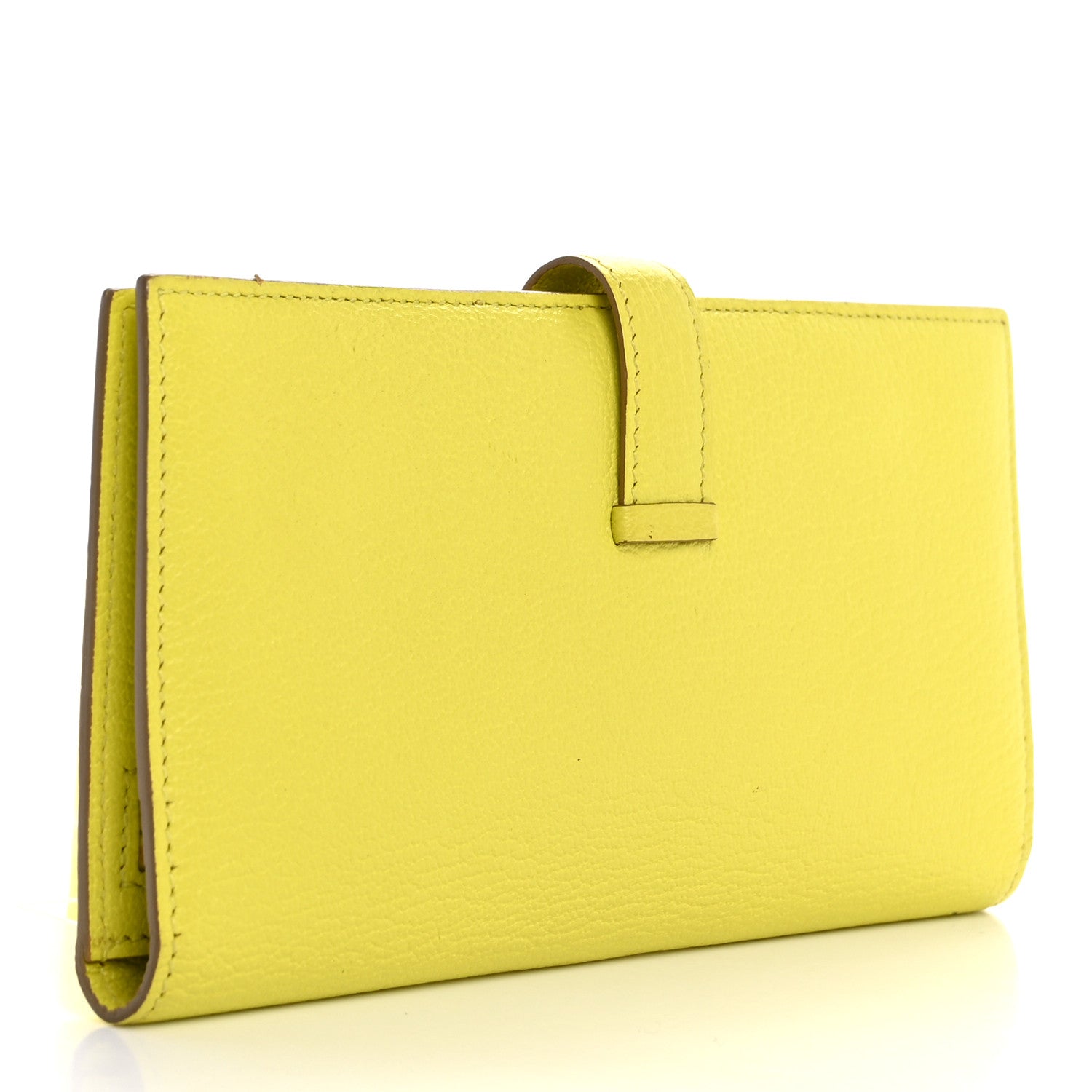 Hermes Chevre Mysore Bearn Gusset Wallet Lime 3 of 13