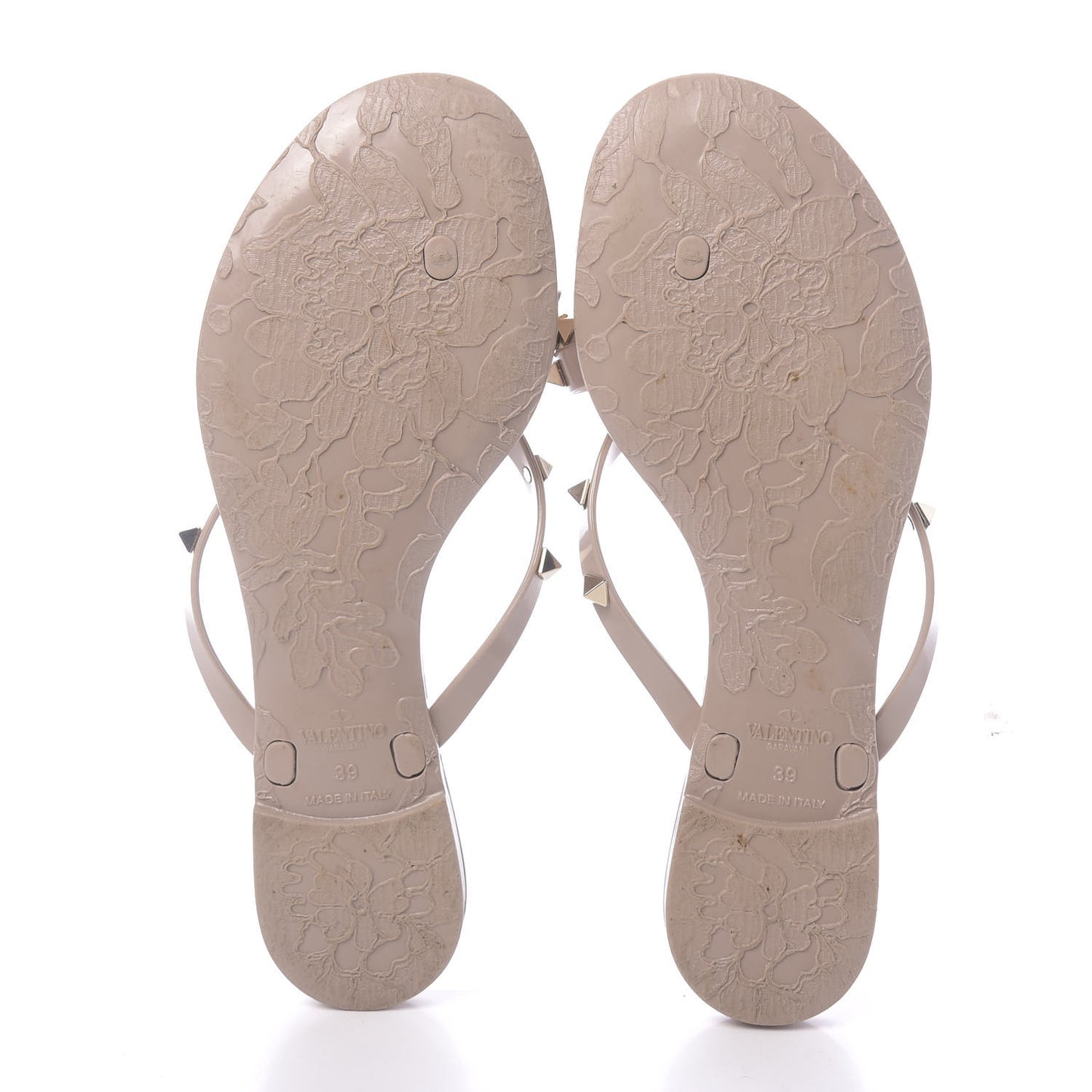 PVC Jelly Rockstud Bow Thong Sandals 39 Poudre