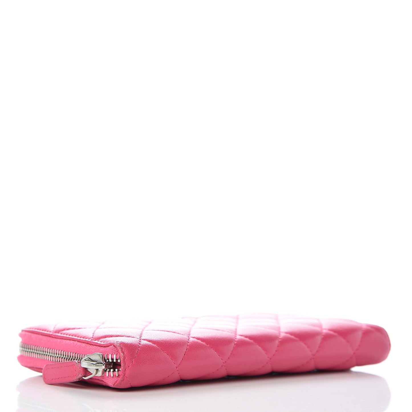 Lambskin Quilted Large Gusset Zip Around Wallet Pink