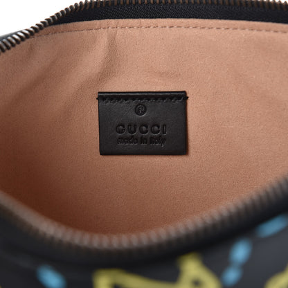 Gucci Calfskin GucciGhost Print Pouch Black New Acquamarine 7 of 8