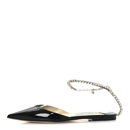 Jimmy Choo Patent Crystal Saeda Flats 38 Black 1 of 13