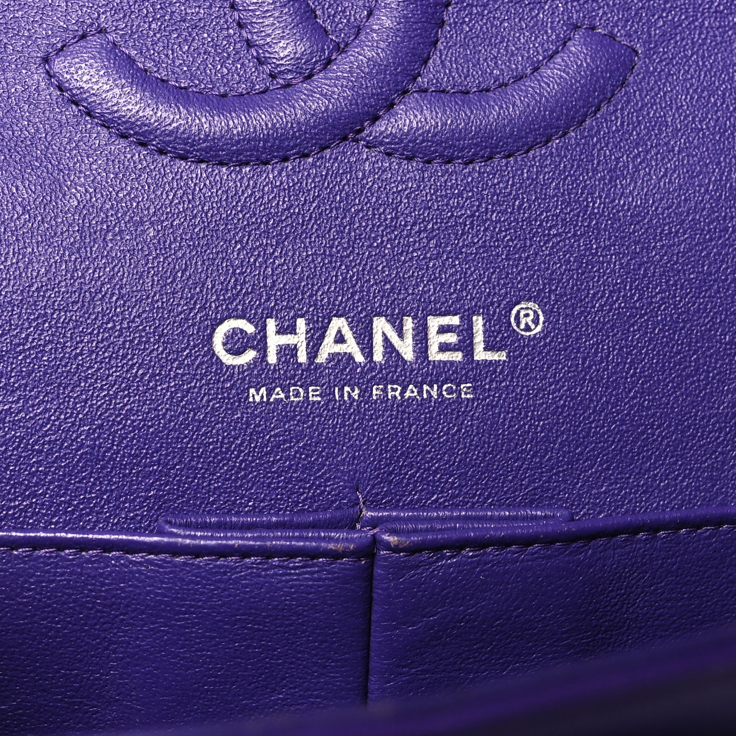 Patent Calfskin Quilted Medium Double Flap Purple