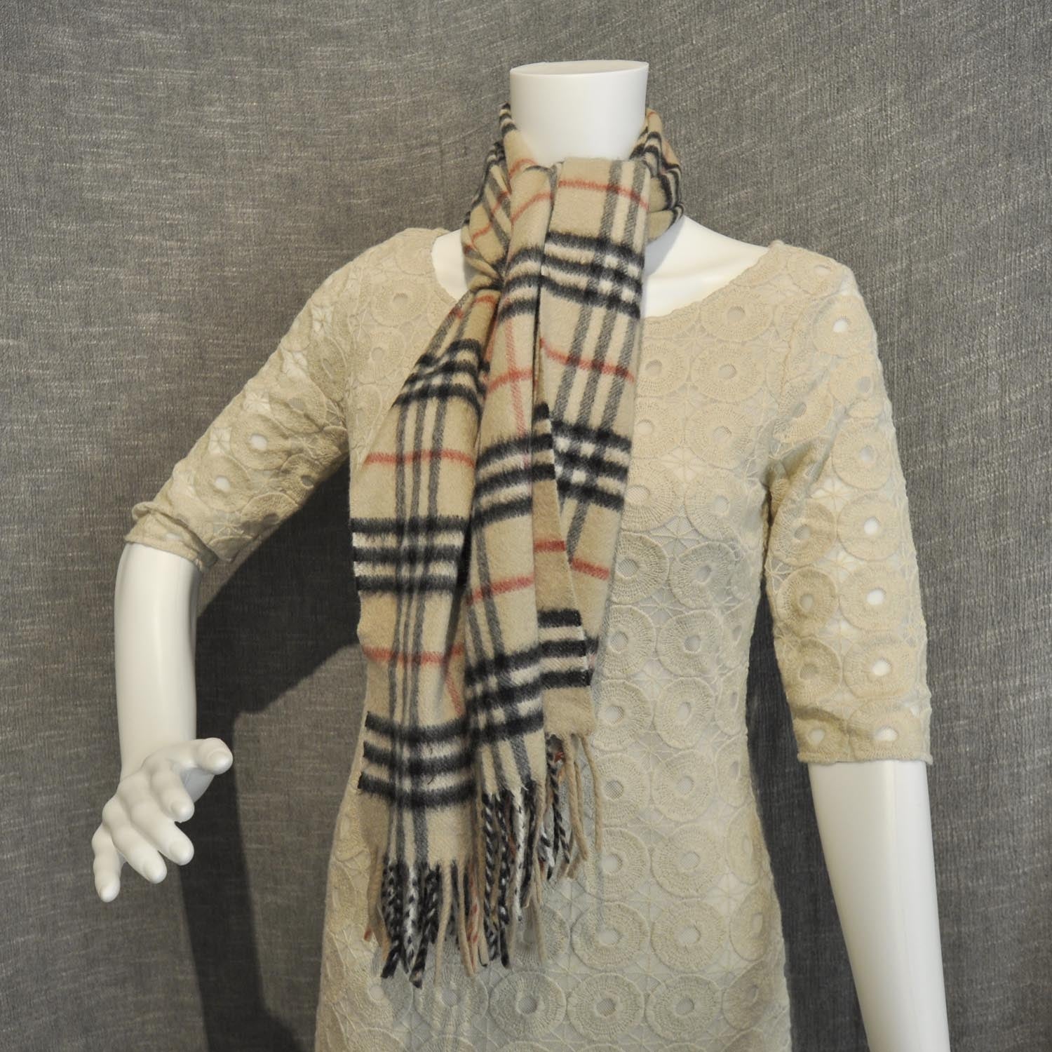 Burberry Cashmere Check Fringe Scarf 3 of 3