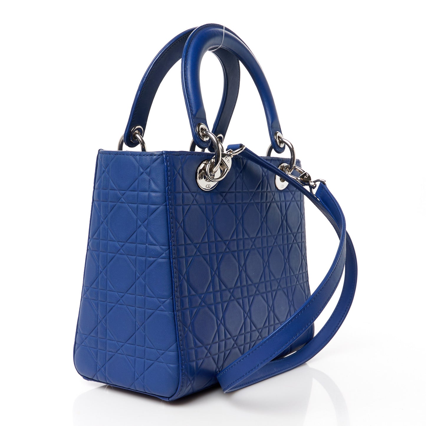 Ultra Matte Calfskin Embossed Cannage Medium Lady Dior Blue