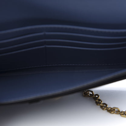 Christian Dior Grained Calfskin Saddle Chain Wallet Pouch Denim 5 of 14