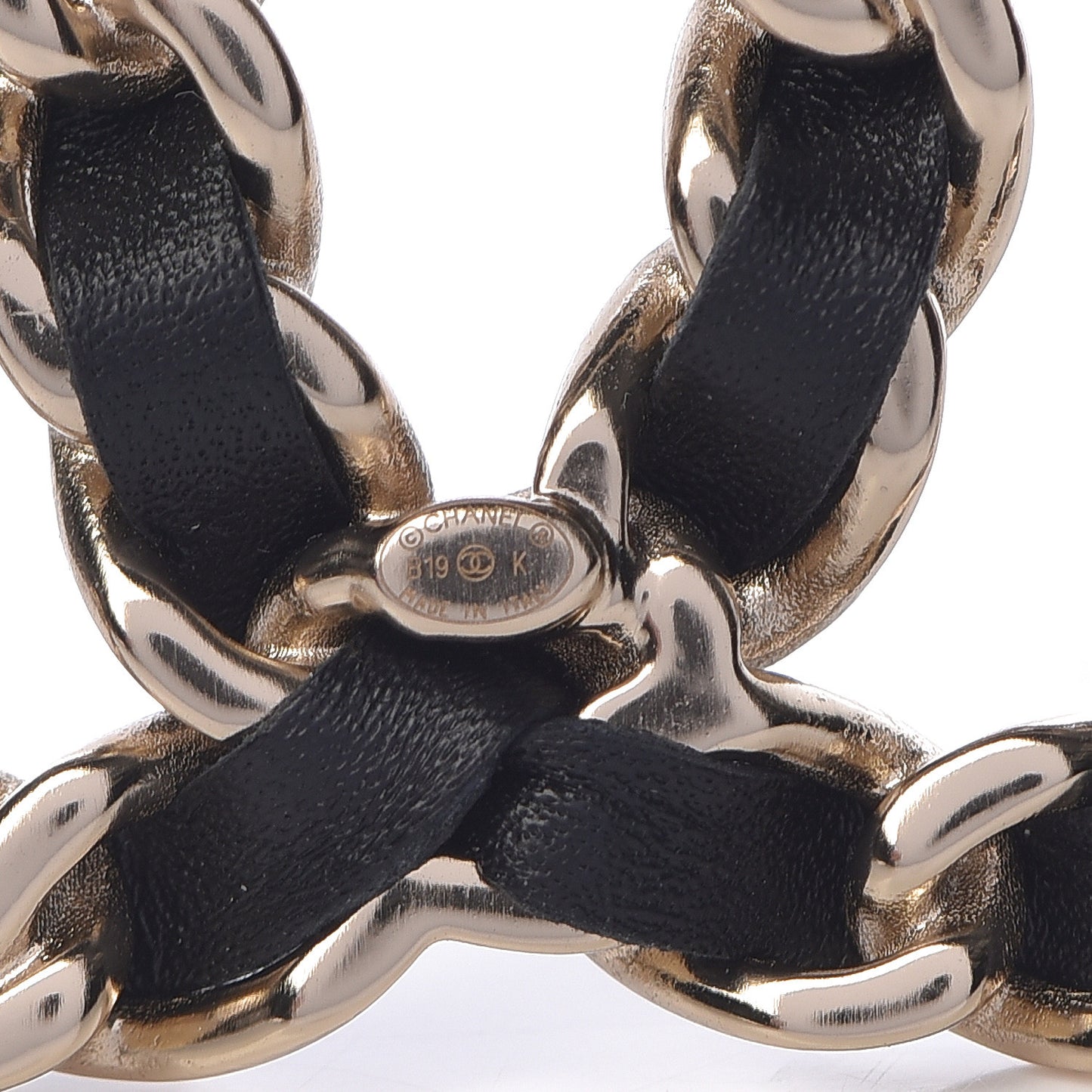Lambskin Calfskin Chain CC Bandana Black Gold