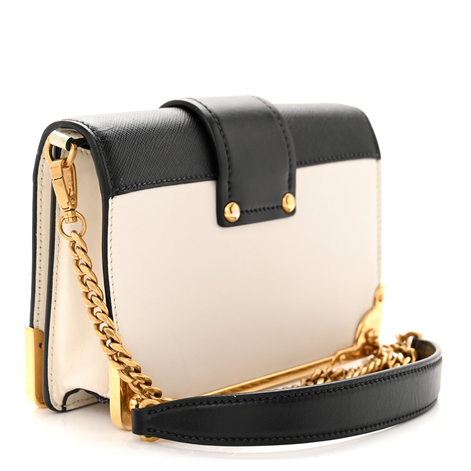 Prada City Calf Saffiano Cahier Bag Talco Black 3 of 9
