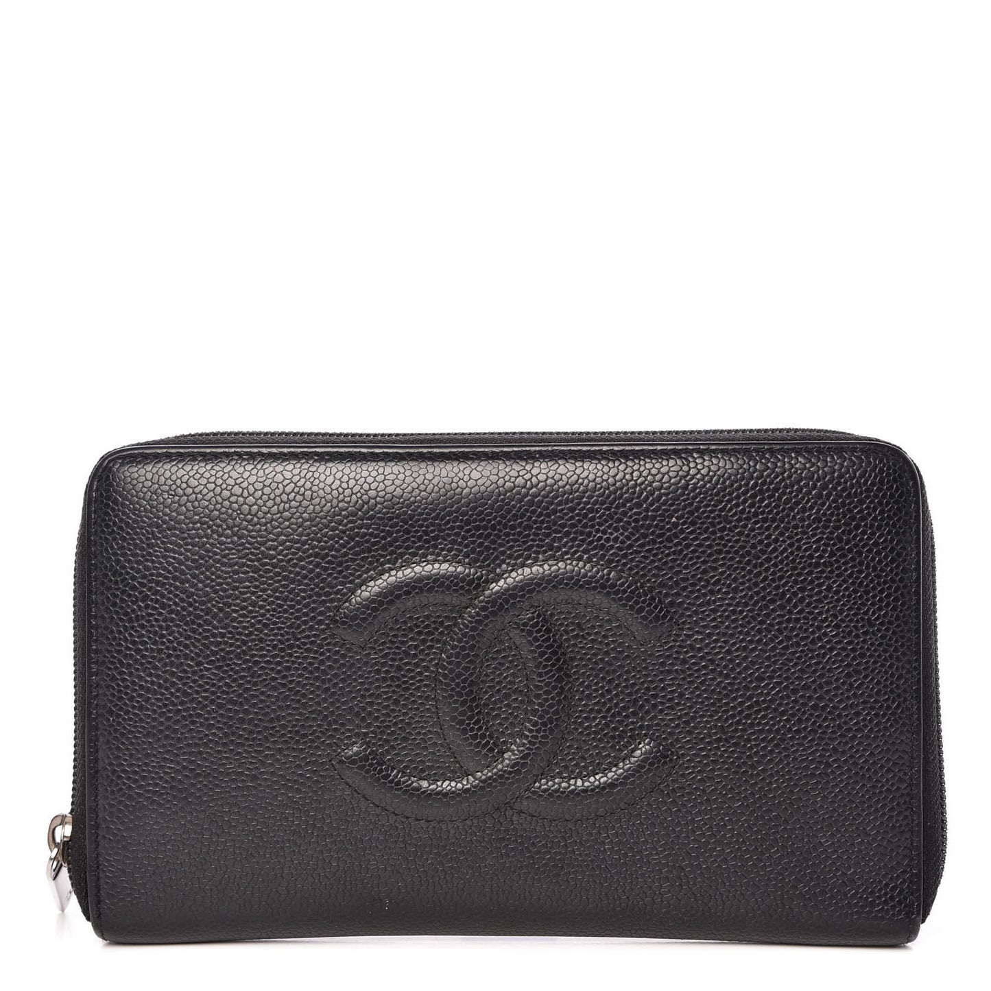 Caviar Large Timeless CC Zip Around Wallet Black