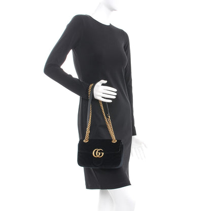 Gucci Velvet Matelasse Mini GG Marmont Shoulder Bag Black 3 of 9