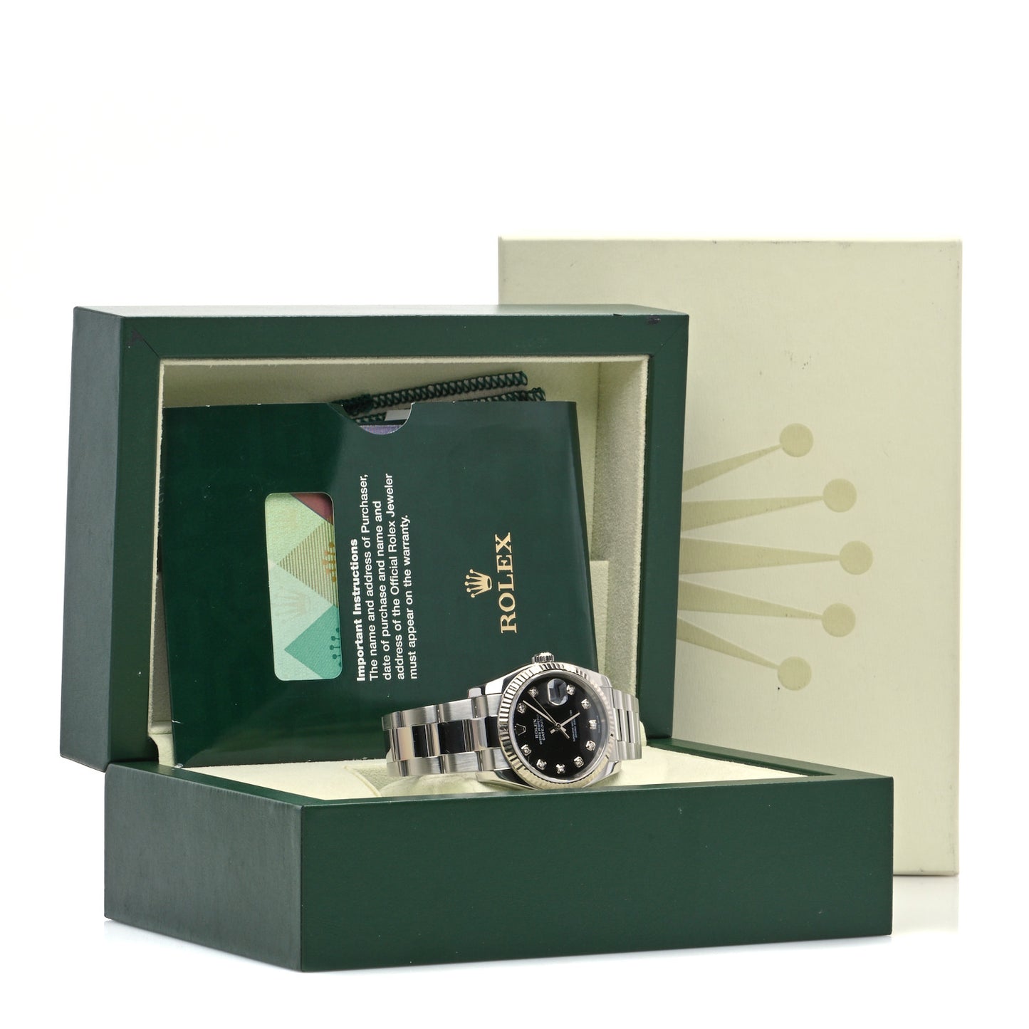 Stainless Steel 18K White Gold Diamond 36mm Oyster Perpetual Datejust Watch Black 116234