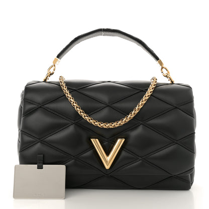 Louis Vuitton Lambskin Malletage Top Handle GO-14 GM Black 3 of 14