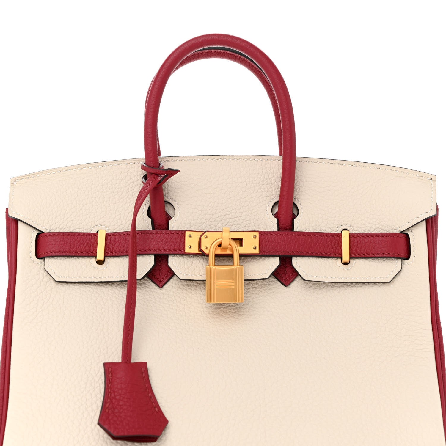 Hermes Togo Horseshoe Birkin 25 Craie Rouge Grenat 8 of 11