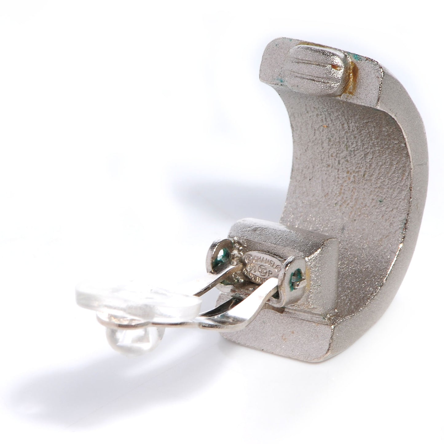 Half Bolt CC Clip On Earrings Matte Silver