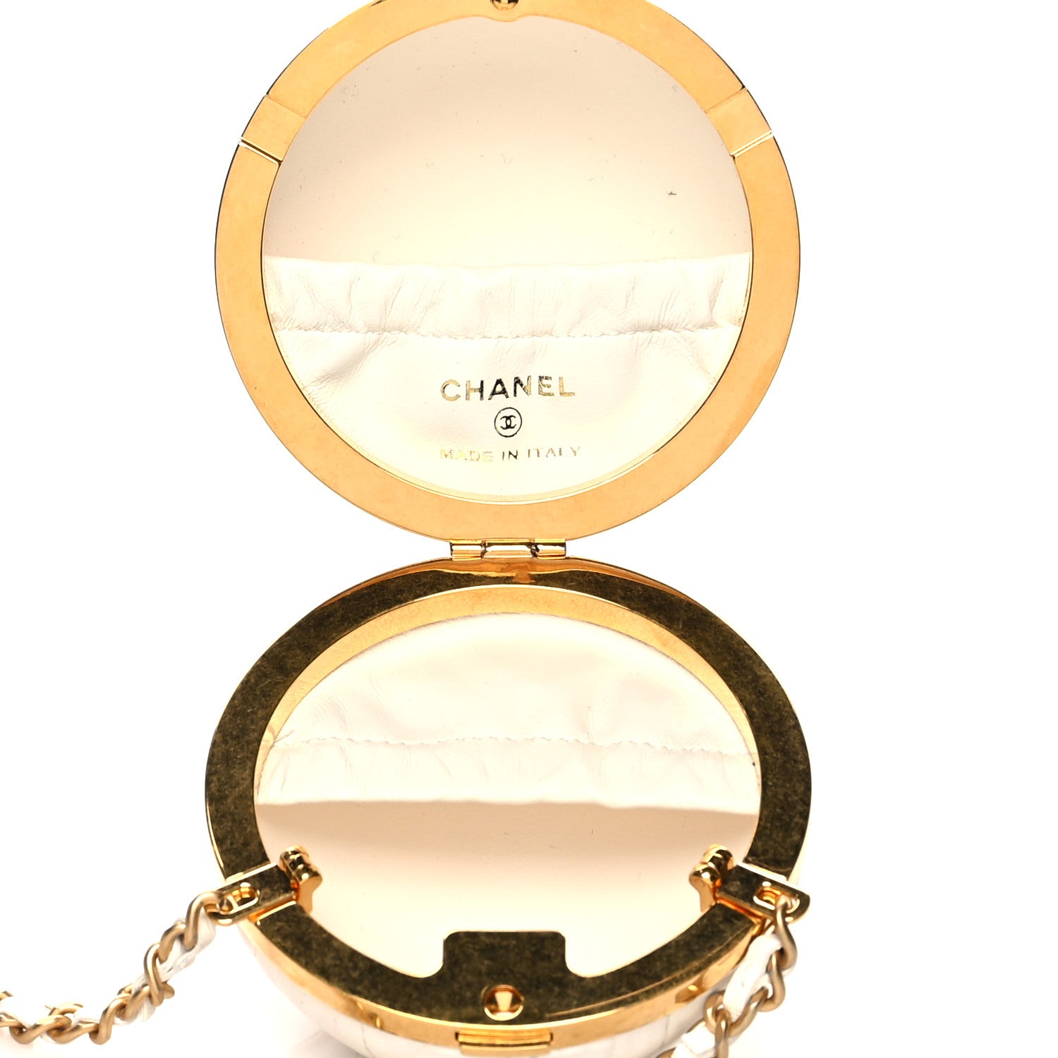Chanel Lambskin Quilted Sphere Minaudiere Chain Clutch White 5 of 8