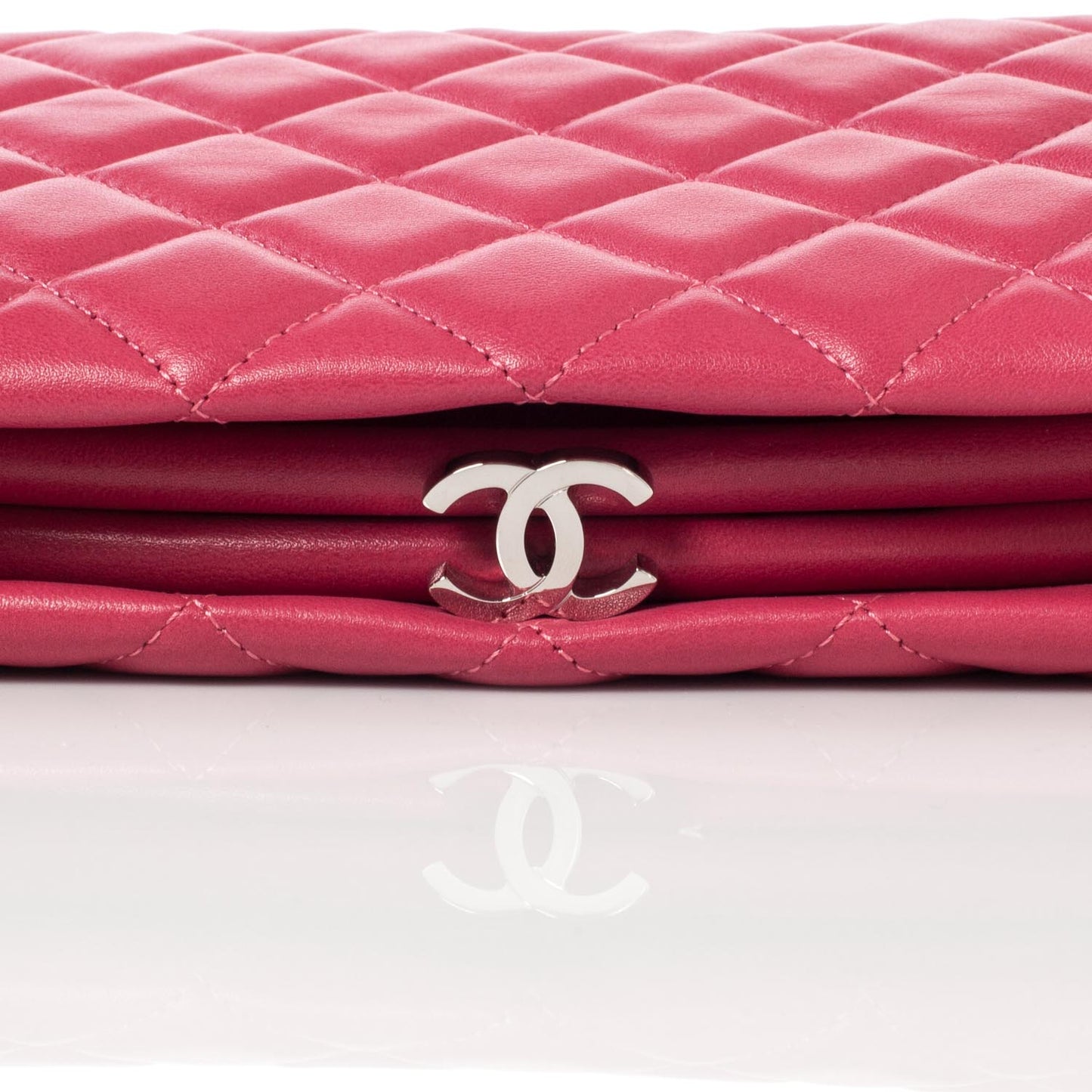 Lambskin Quilted Clutch Pink