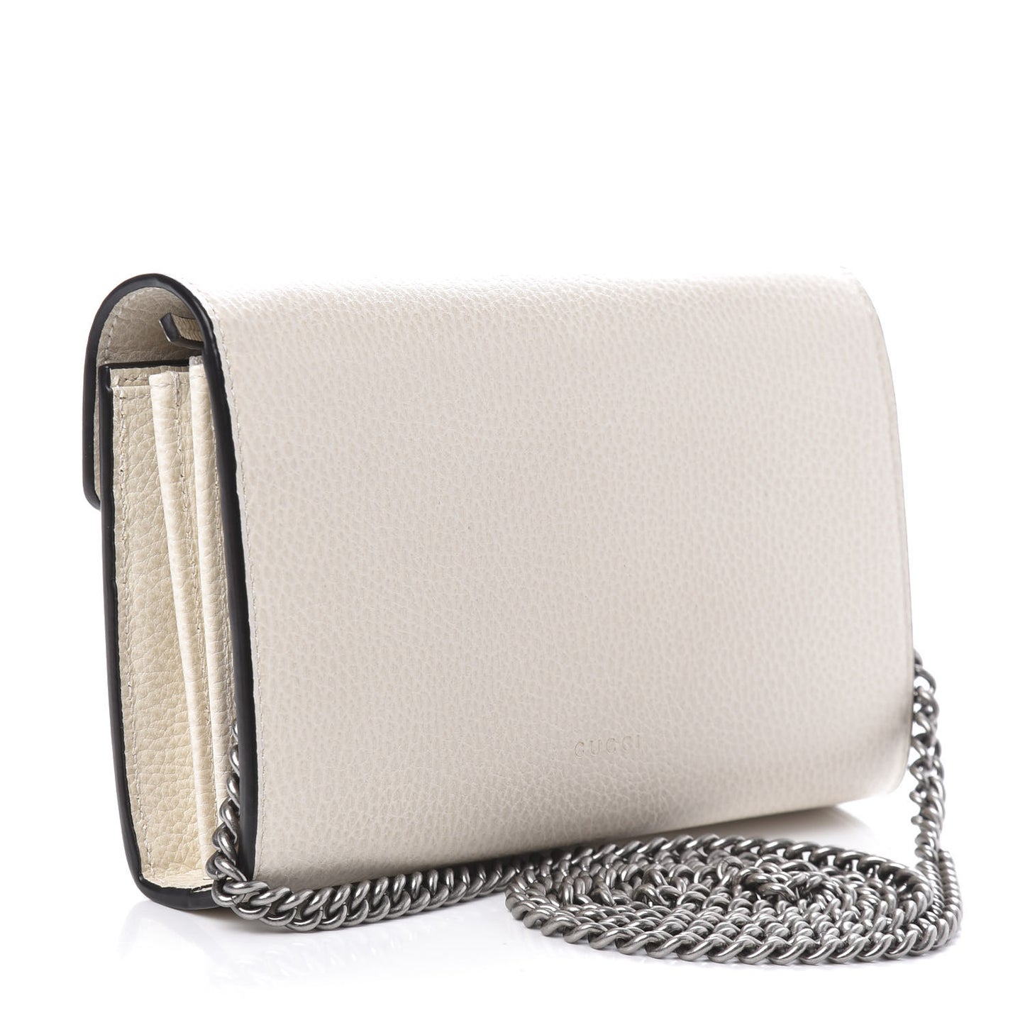 Dollar Calfskin Mini Dionysus Chain Wallet Mystic White