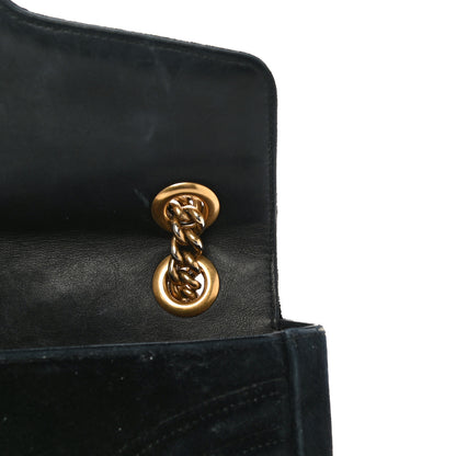 Gucci Velvet Matelasse Small GG Marmont Shoulder Bag Black 12 of 22