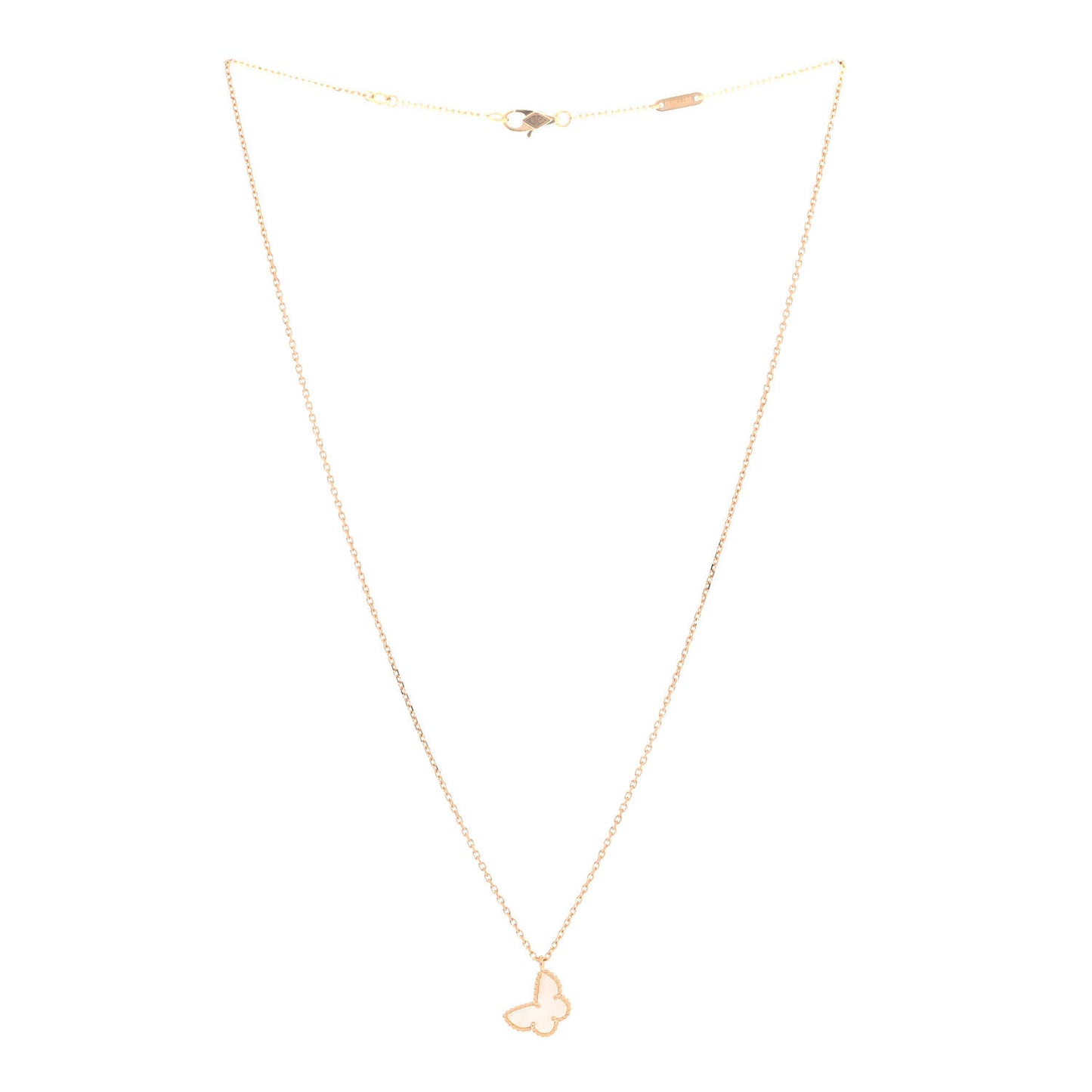 18K Yellow Gold Mother of Pearl Sweet Alhambra Butterfly Pendant Necklace