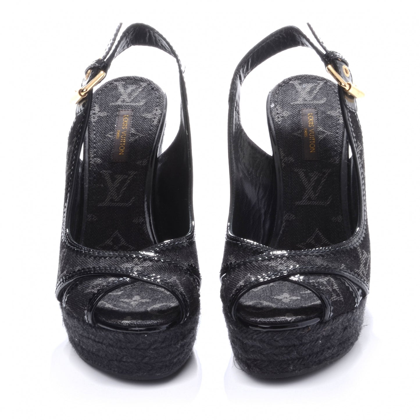 Bastille Denim Wedge Sandals Black 37
