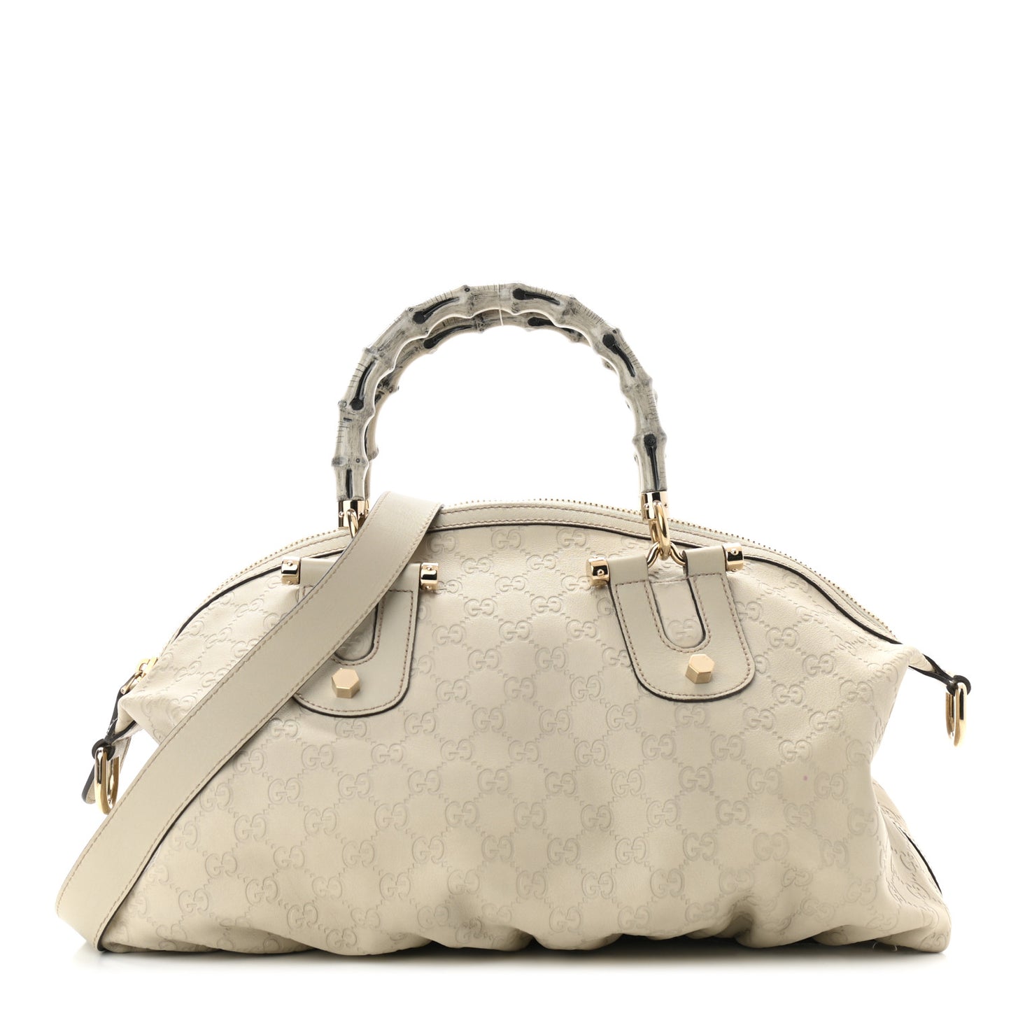 Guccissima Pop Bamboo Top Handle Tote White