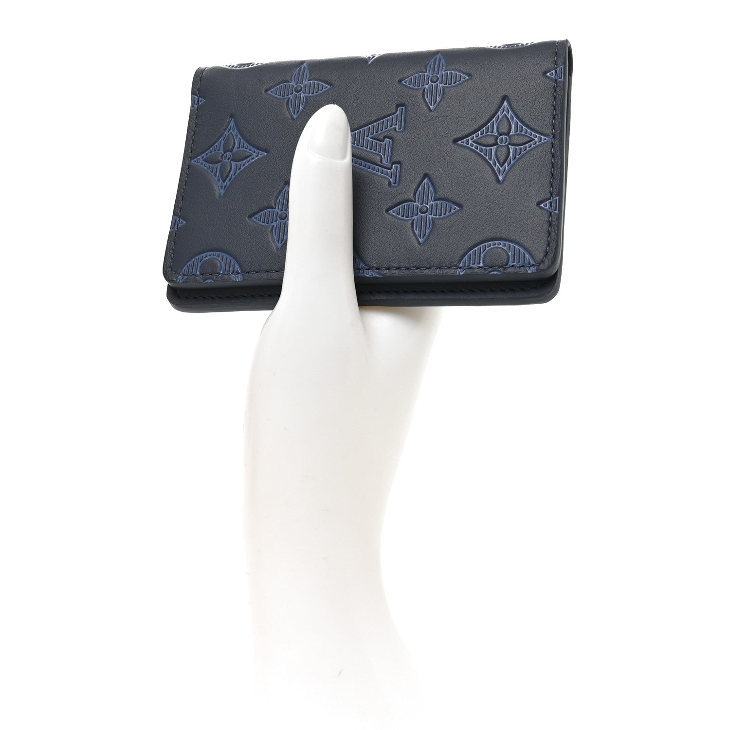 Louis Vuitton Calfskin Monogram Shadow Pocket Organizer Blue 2 of 7