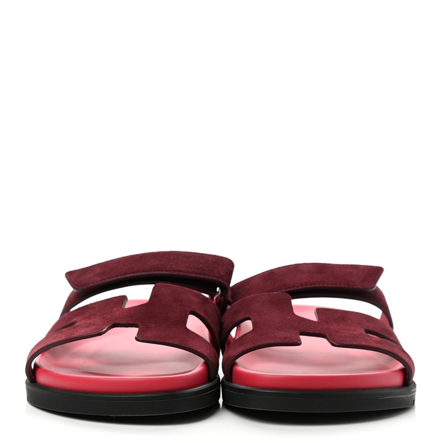 Hermes Suede Goatskin Womens Chypre Sandals 37 Rouge Marsala 2 of 9