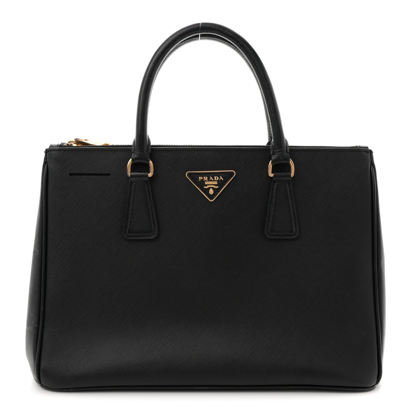 Saffiano Medium Galleria Double Zip Tote Black