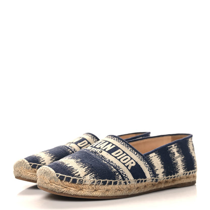 Christian Dior Cotton D-Stripes Embroidered Granville 15mm Espadrilles 39 Deep Blue 4 of 10