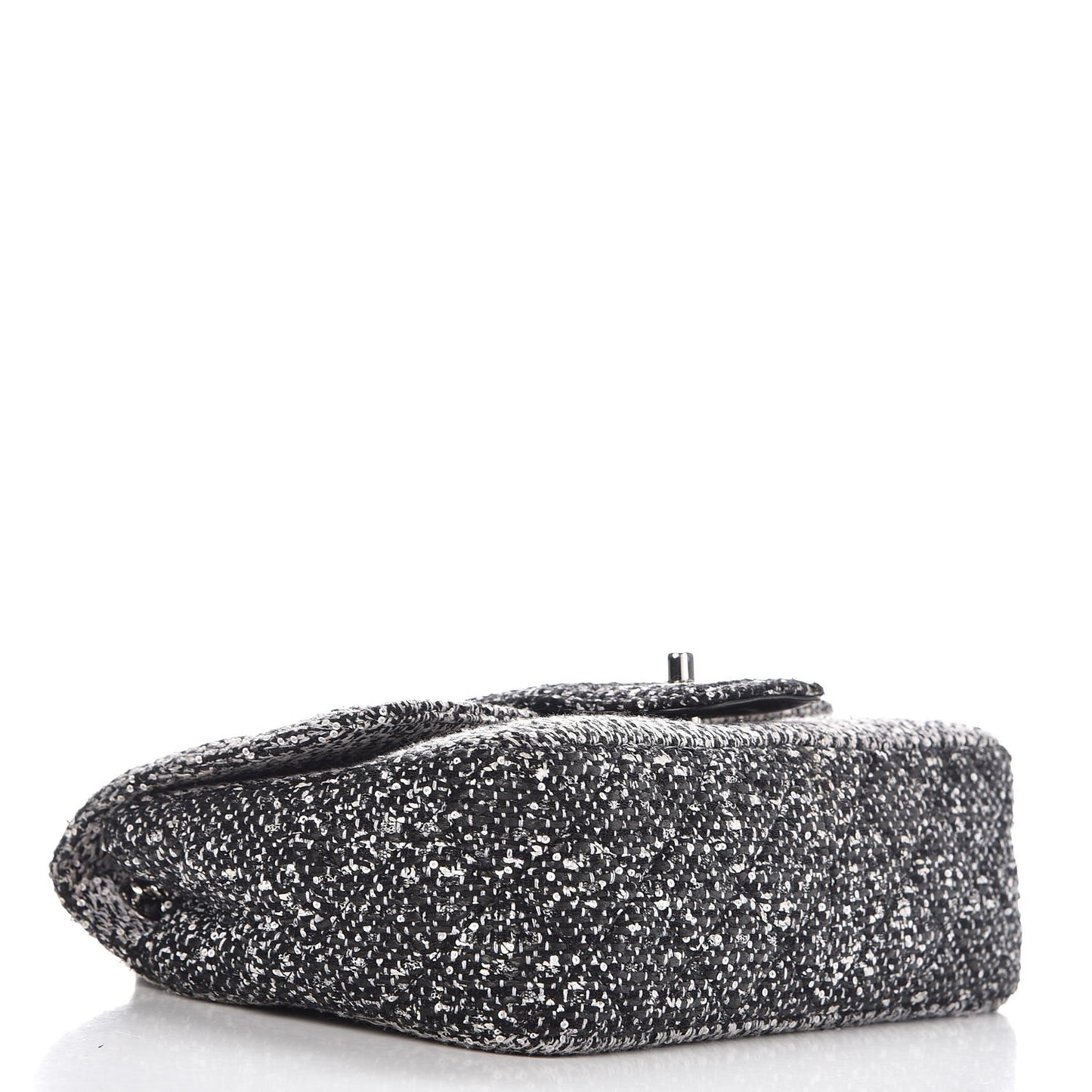 Tweed Sequin Small Elementary Chic Flap Black White