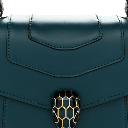 Bulgari Calfskin Serpenti Forever Top Handle Turquoise Burgundy 7 of 10