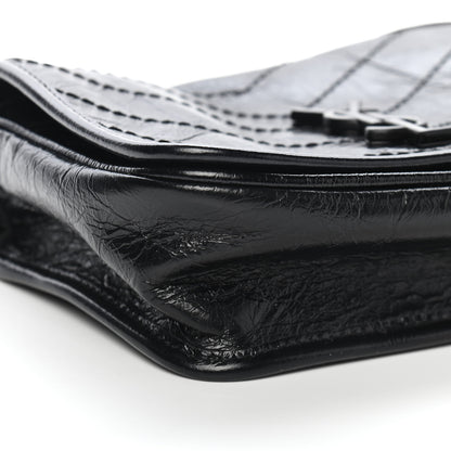 Saint Laurent Crinkled Calfskin Matelasse Monogram Niki Chain Wallet Black 7 of 8