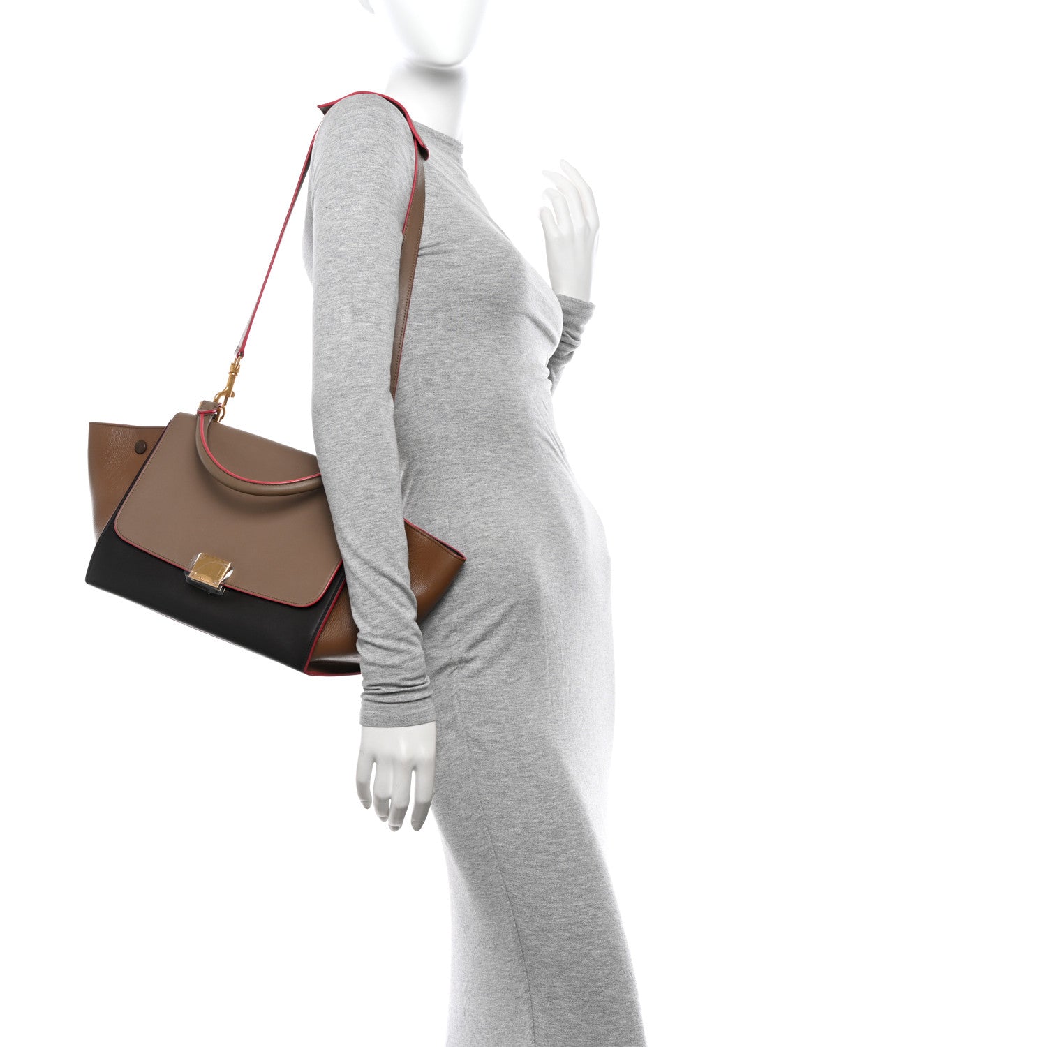 Celine Calfskin Small Tri-Color Trapeze Taupe 2 of 10