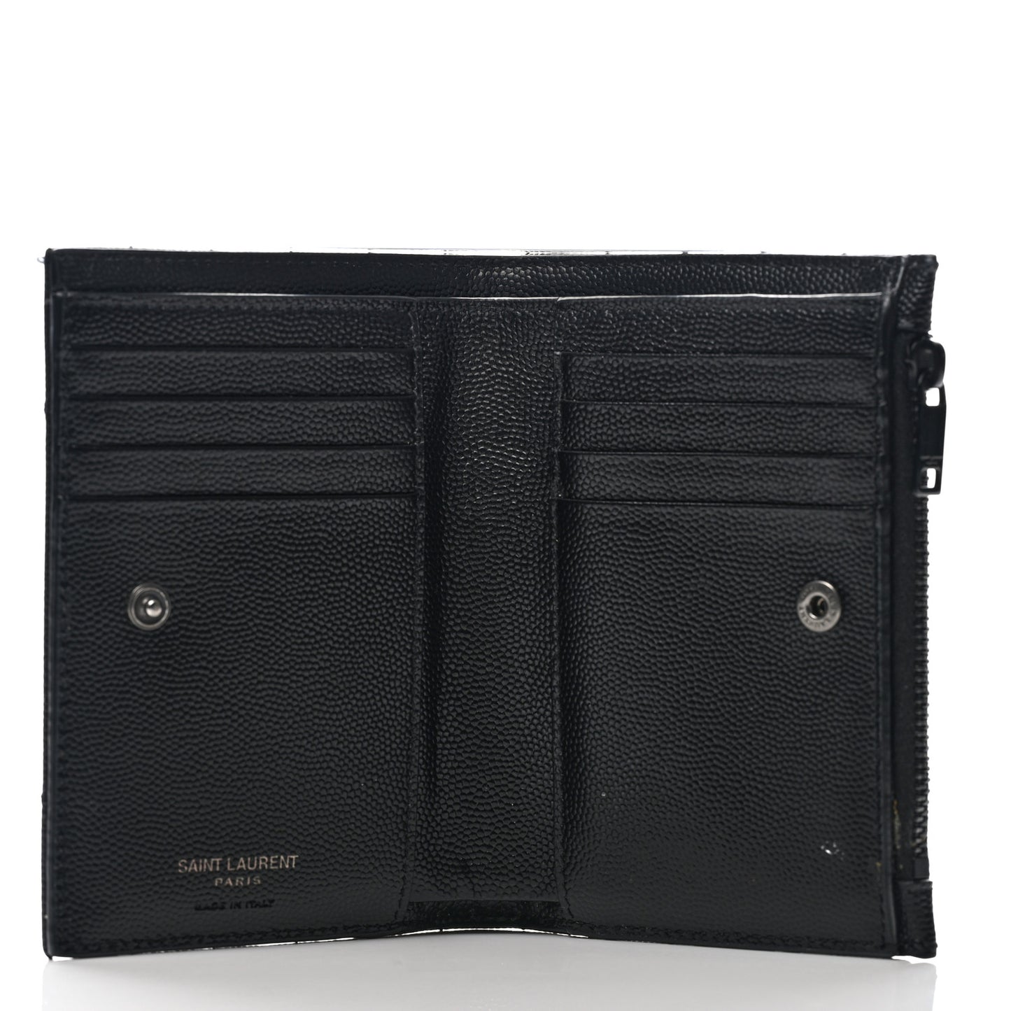 Grain De Poudre Matelasse Chevron Monogram Zipped Two-Part Wallet Black