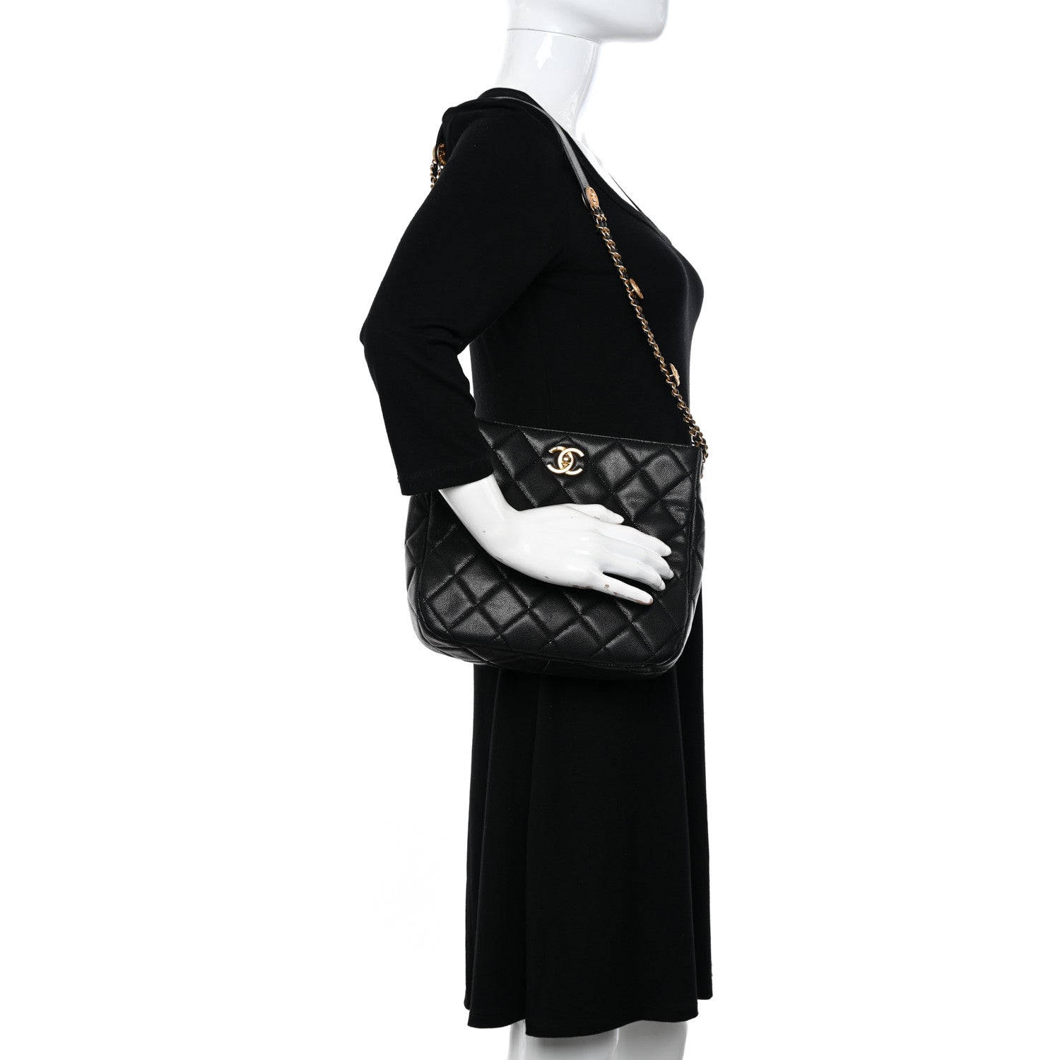 Chanel Caviar Quilted Twist Your Buttons Hobo Black 2 of 11