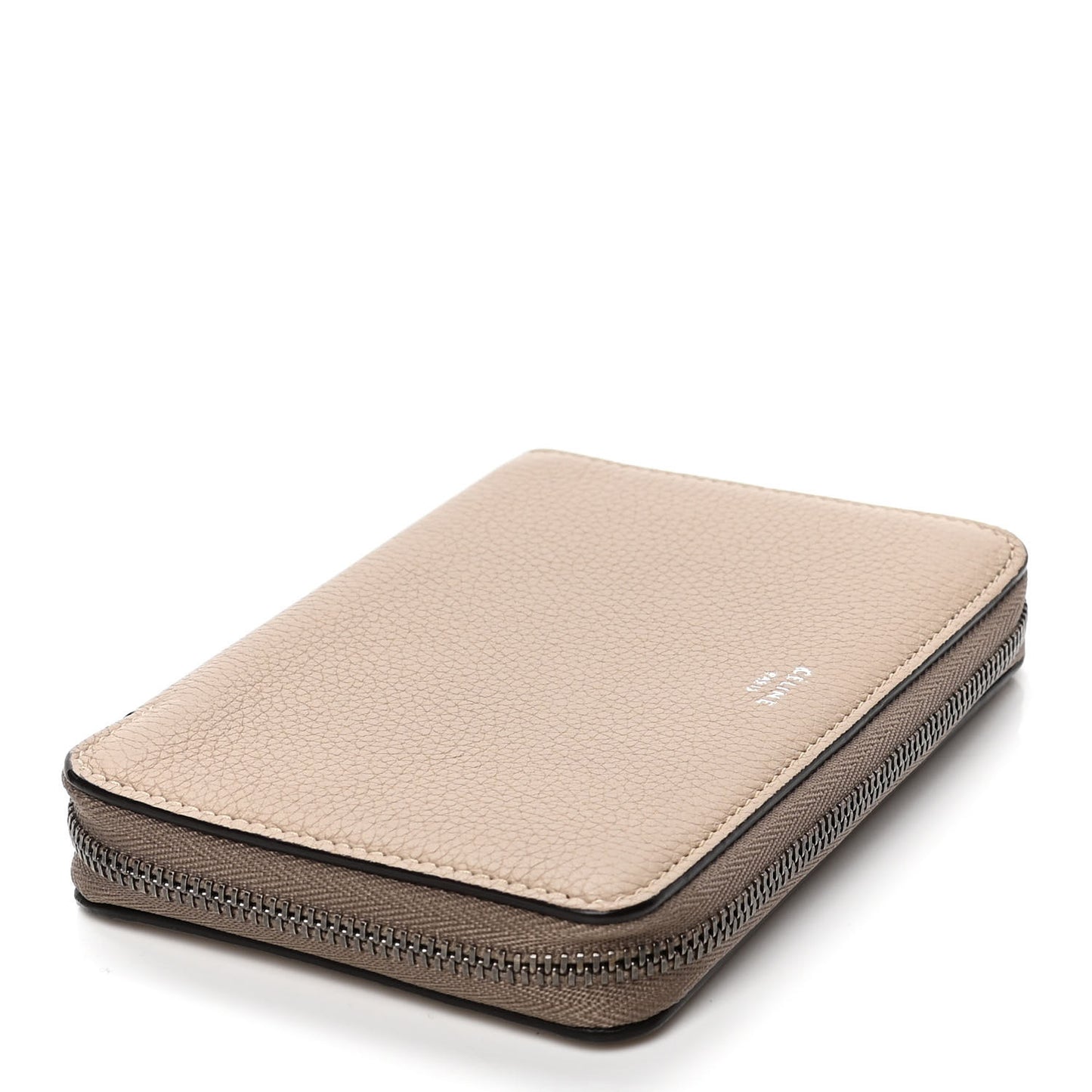 Drummed Calfskin Medium Zip Around Multifunction Wallet Dune