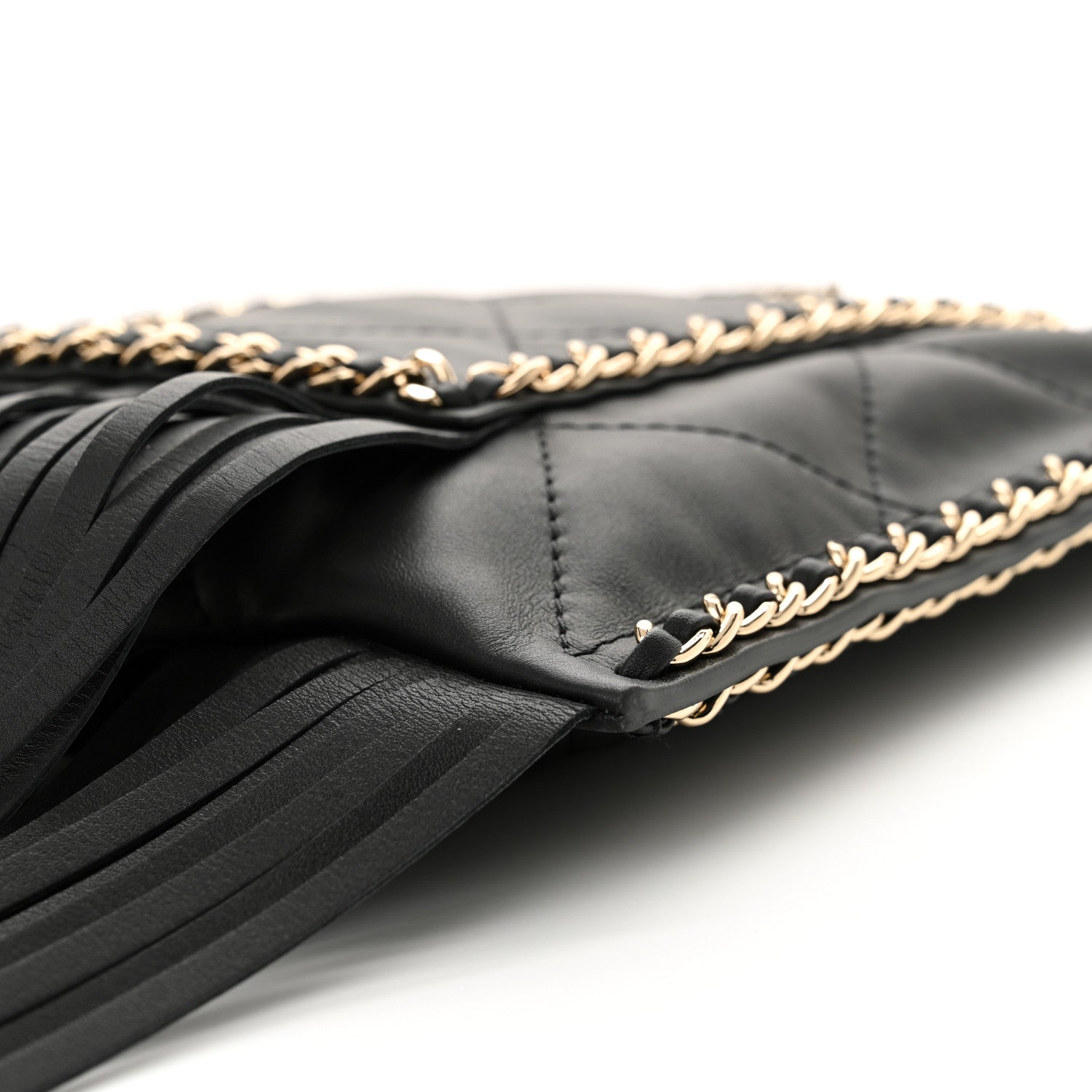 Chanel Calfskin Quilted Fringe Small Shopping Bag Black 10 of 10