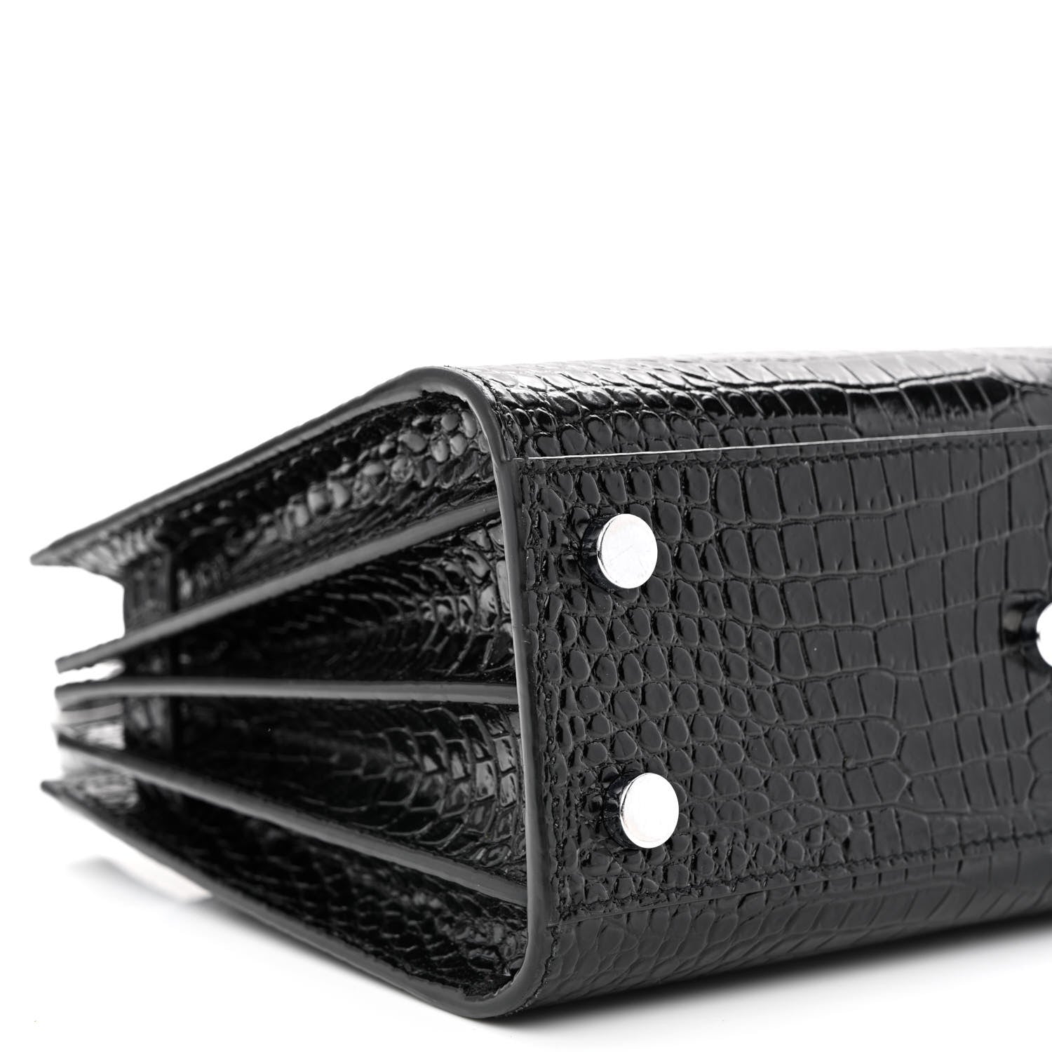 Saint Laurent Calfskin Crocodile Embossed Nano Sac De Jour Black 9 of 13