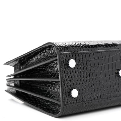 Saint Laurent Calfskin Crocodile Embossed Nano Sac De Jour Black 9 of 13
