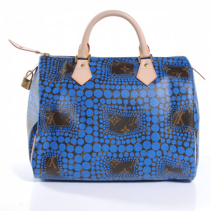 Louis Vuitton Monogram Kusama Town Speedy 30 Blue 3 of 6