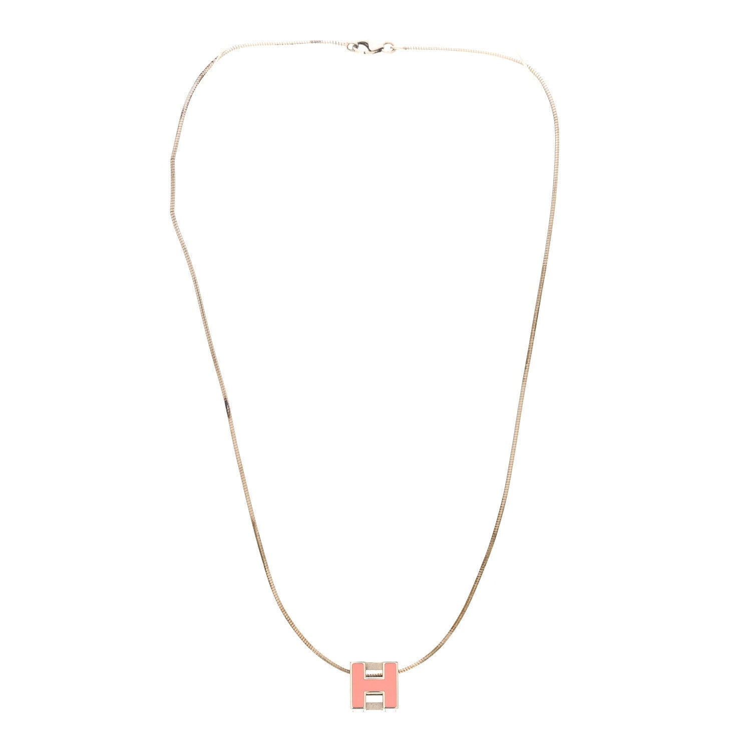 Hermes Palladium Mini Pop H Pendant Necklace Bubble Gum 3 of 7
