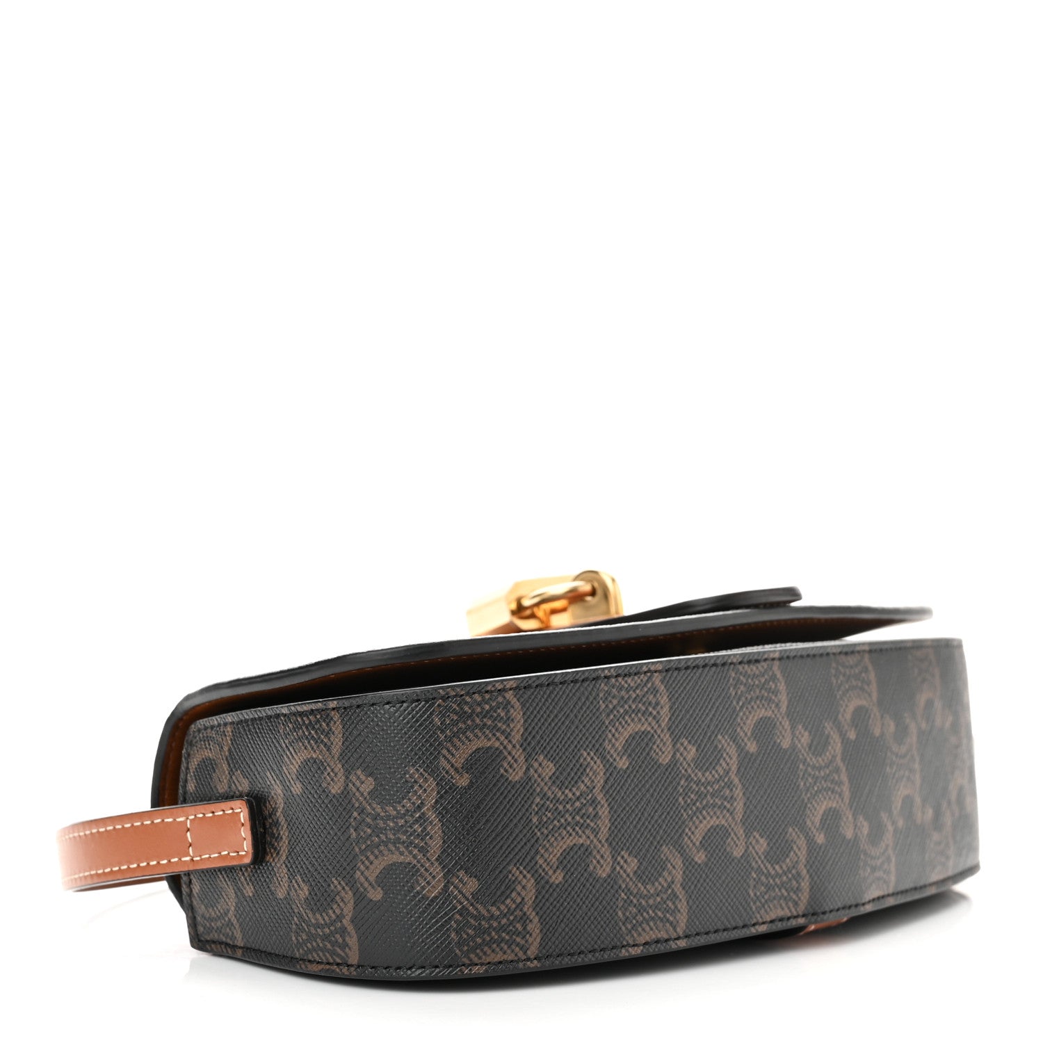 Celine Triomphe Canvas Calfskin Tabou Clutch on Strap Tan 4 of 11