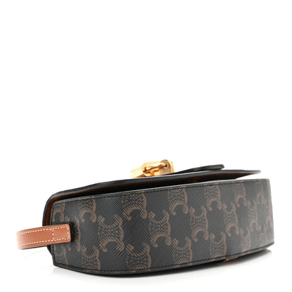 Celine Triomphe Canvas Calfskin Tabou Clutch on Strap Tan 4 of 11