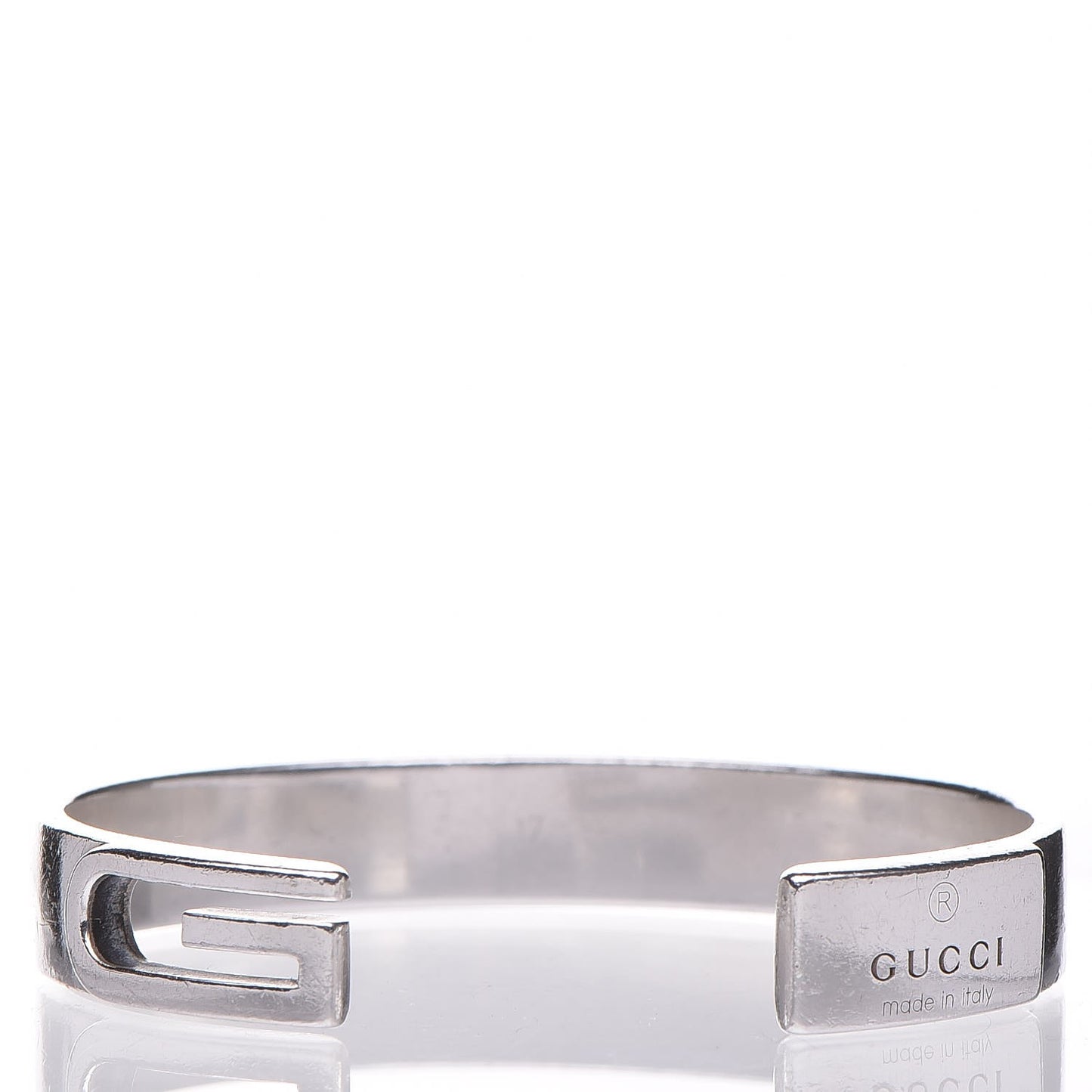 Sterling Silver Cutout Logo Cuff Bracelet