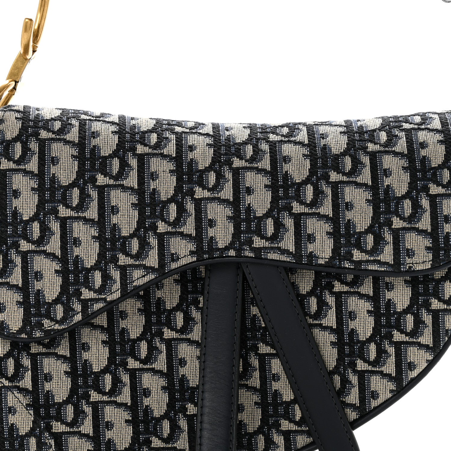 Christian Dior Oblique Saddle Bag Blue Blue 8 of 13
