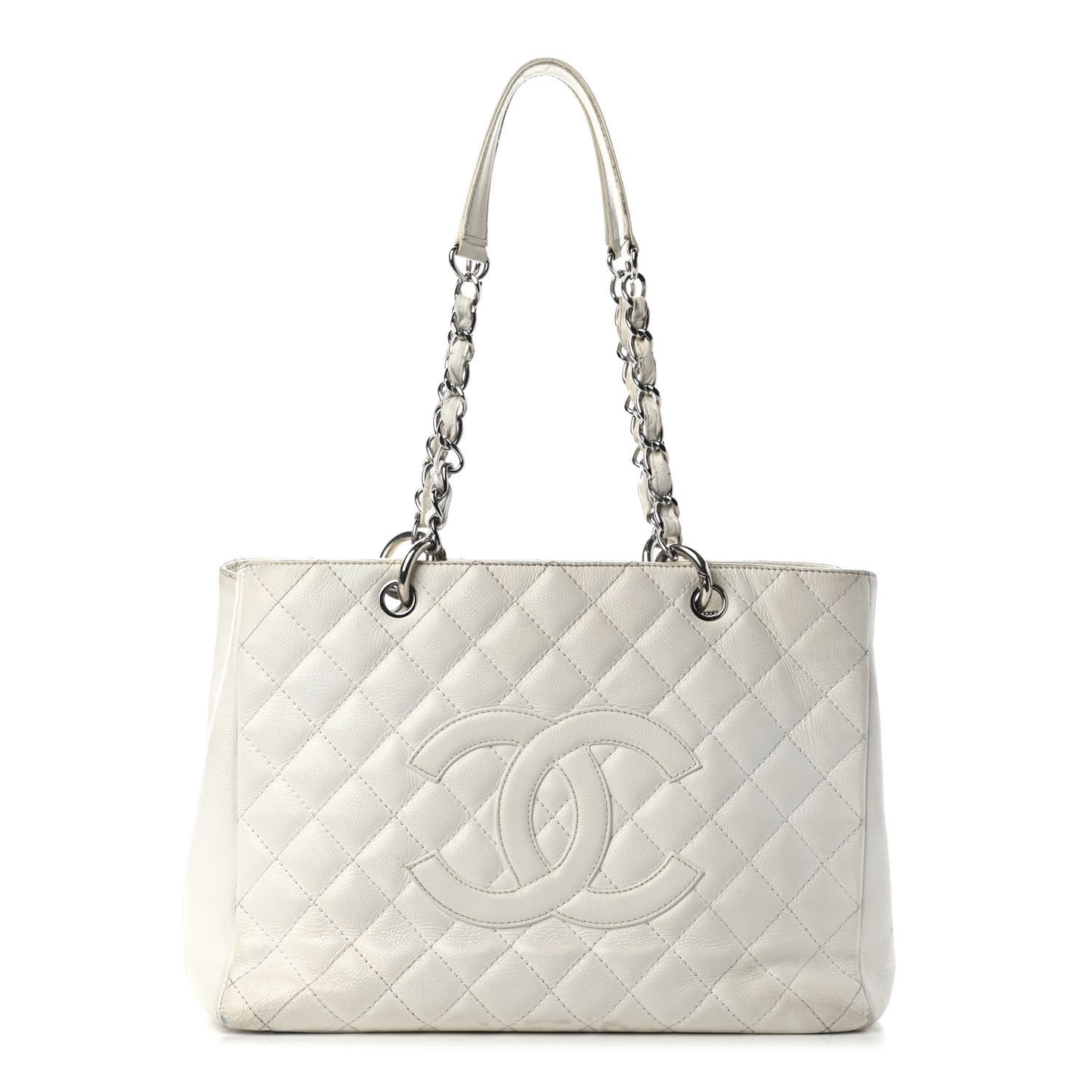Caviar Quilted Grand Shopping Tote GST White