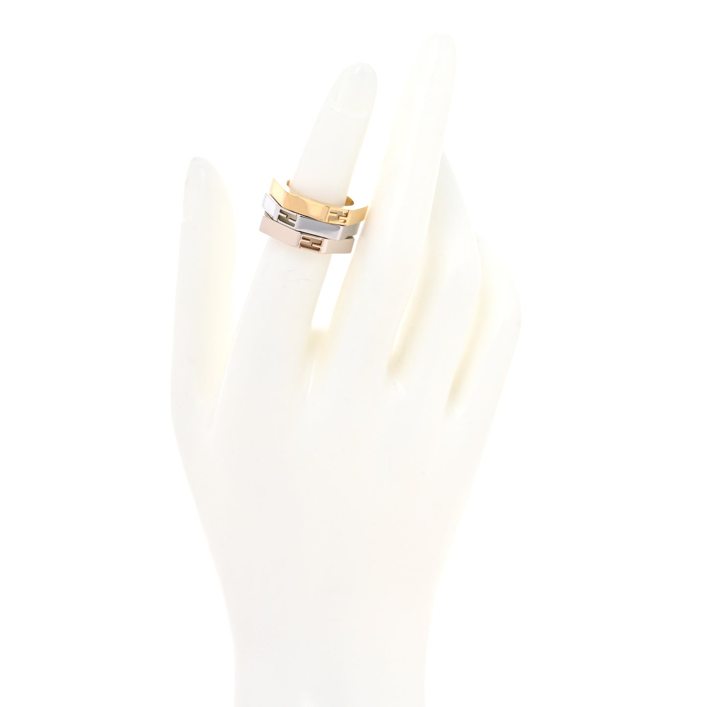 Metal Trio F Fendi Ring S Gold Silver Rose Gold