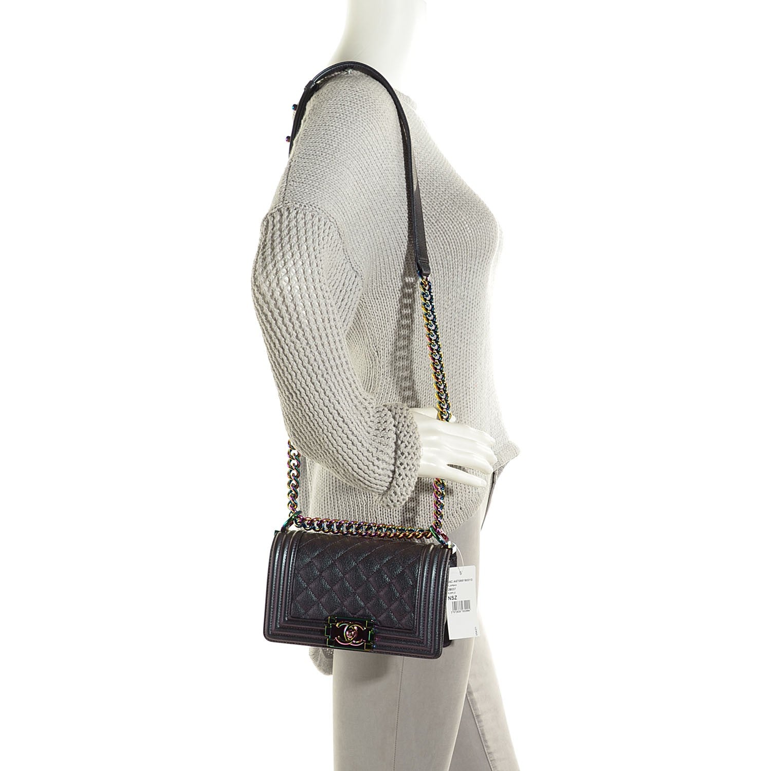 Chanel Iridescent Goatskin Quilted Small Boy with Iridescent Ruthenium Purple 2 of 9