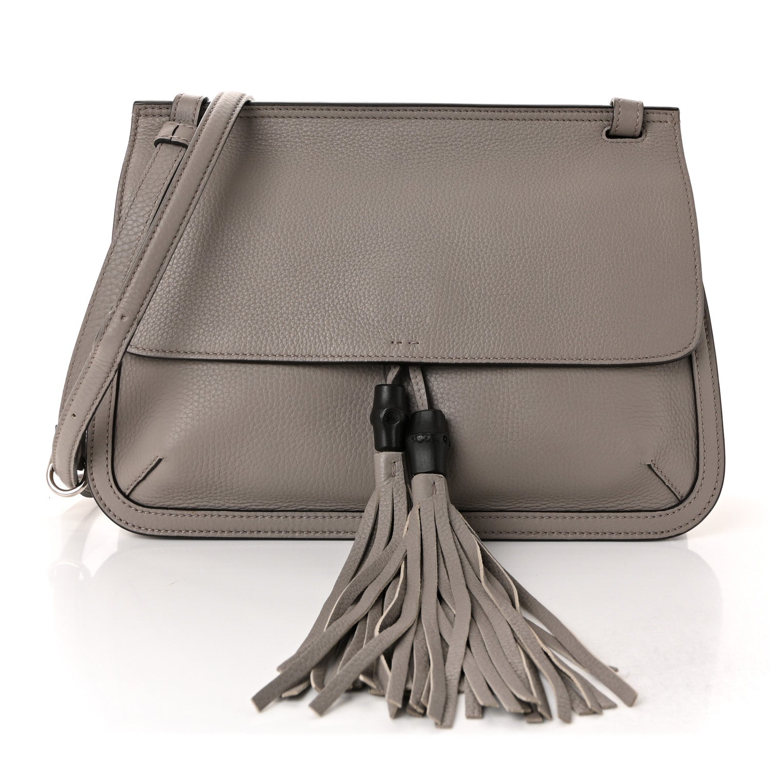 Gucci Cellarius Calfskin Medium Bamboo Daily Flap Shoulder Bag Storm Grey 1 of 9